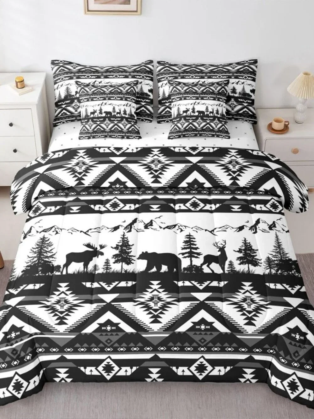 Western Comforter Set Queen Size 7 Pieces Southwestern Aztec Bedding Set for Kid